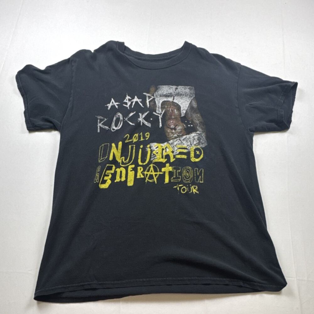 A$AP Rocky Injured Generation Tour 2019 Black Graphic Print Men's S Shirt